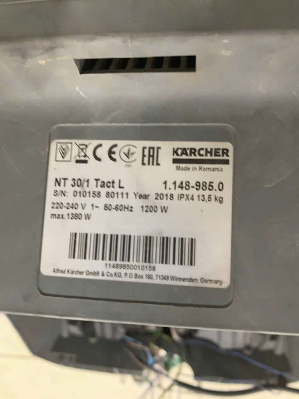 Blower motor Karcher 467.3.601-4 (6.490-245.0) for NT 30/1 Tact L